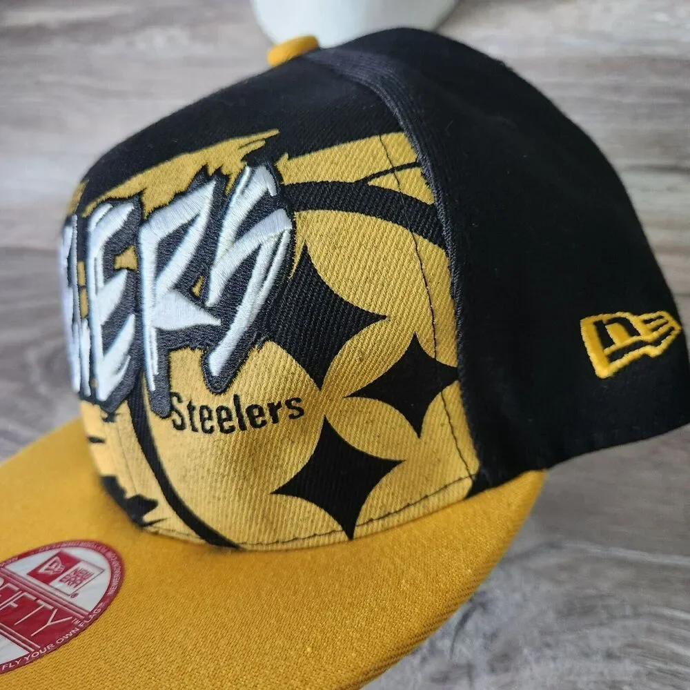 NFL Pittsburgh Steelers New Era 9Fifty Big Tall Graffiti Letter Snapback Hat Vtg